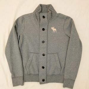 Vintage Abercrombie & Fitch Gray Knit Collar Jacket Muscle Fit